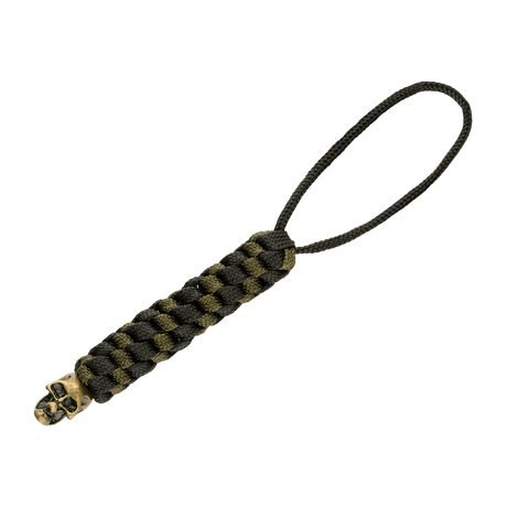 M-Tac Knife Lanyard Helix Skull i flettet paracord design med kranie dekor, ideel til stilfuld og praktisk knivforlængelse.