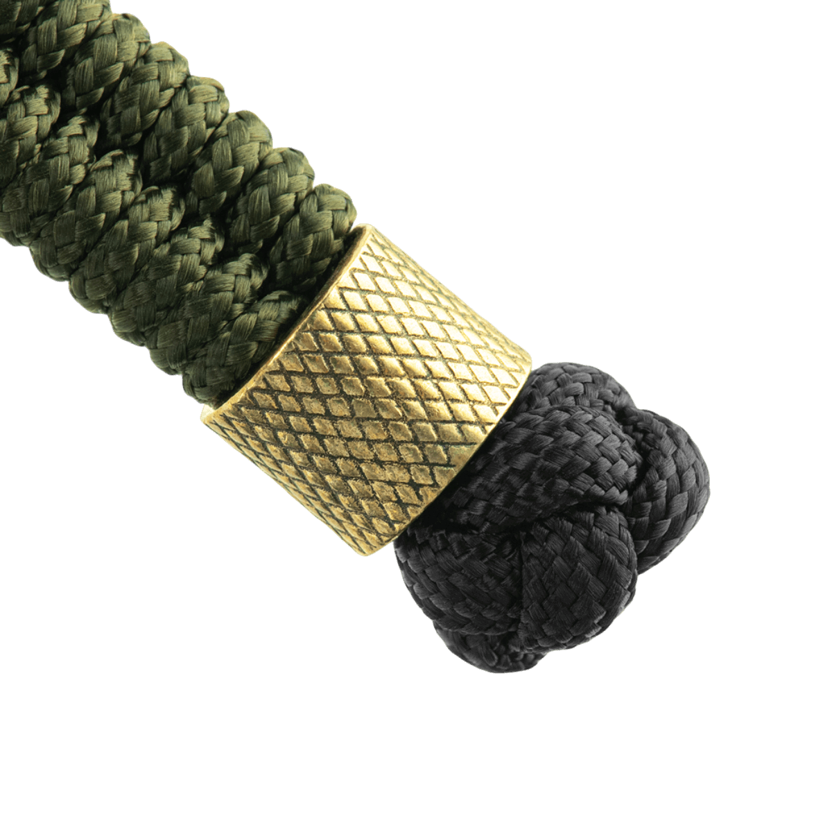 M-Tac Viper Cylindre Lanyard Stainless Steel i coiled paracord med skandinavisk perle, stilfuldt design til knive og udstyr, grøn og sort snor.