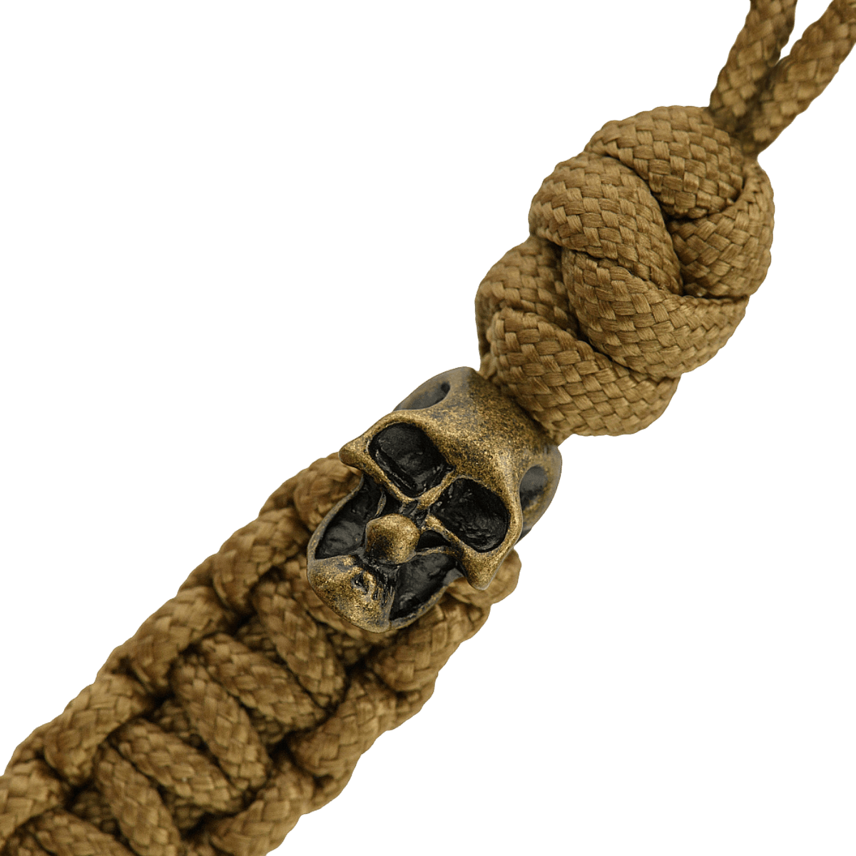 M-Tac Loopy Snake Skull Lanyard i flettet paracord, designet til knive og udstyr, med dekorativt dødningehoved.