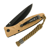 M-Tac Viper Lanyard Stainless Steel til brun lommekniv med flettet paracord og elegant rustfri stålperle