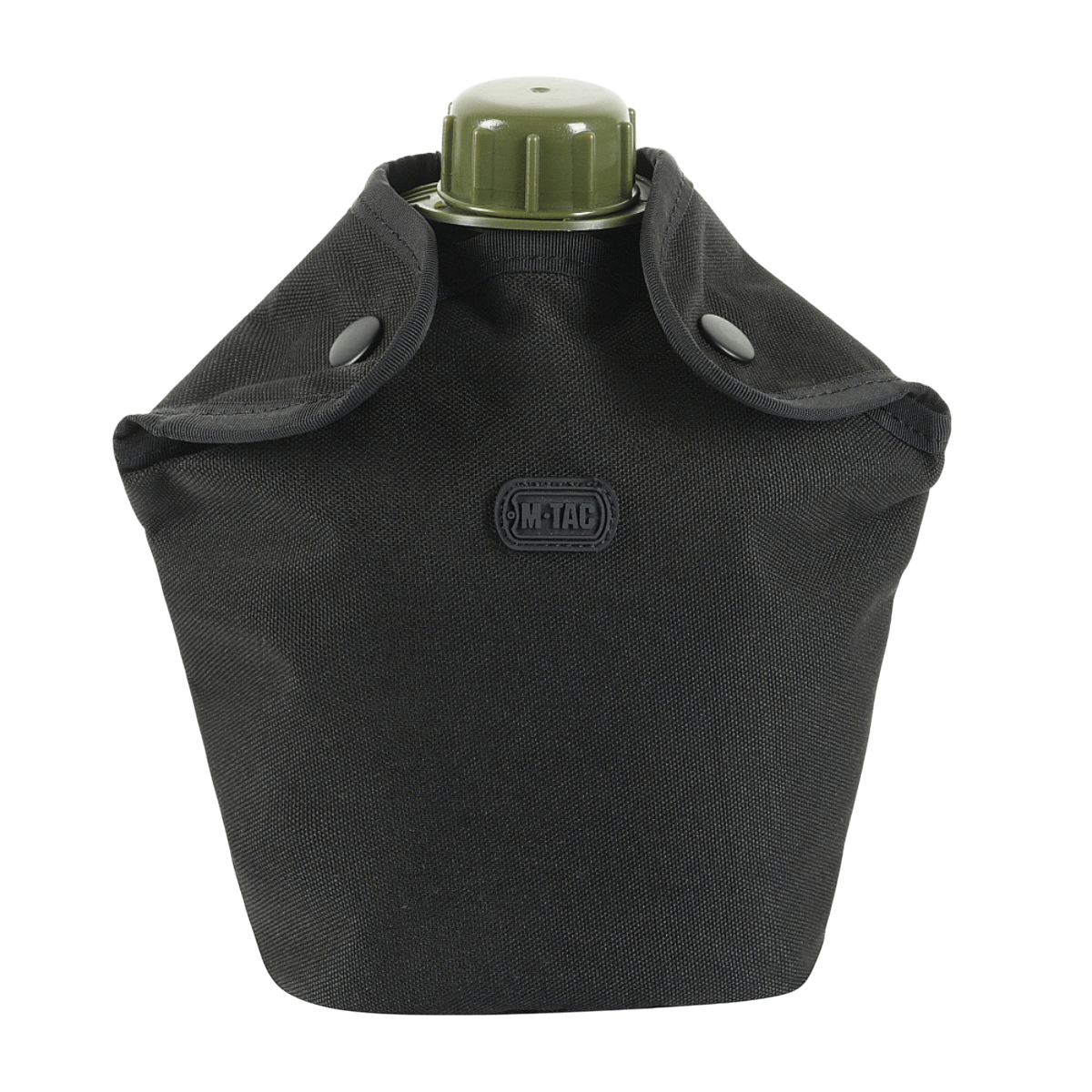 M-Tac Flaskeholder MOLLE med slidstærk polyester 600D, PVC-belægning og drænhul, ideel til vandreture og feltbrug.