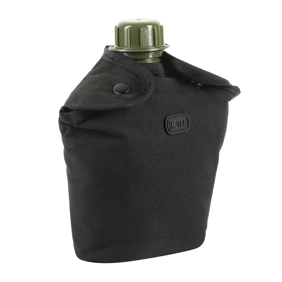 M-Tac Flaskeholder MOLLE til taktisk vandretur, sort polyester, PVC-belægning, 120x70x170 mm, med drænhul og MOLLE-system.