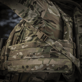 M-Tac Rygsæk Sturm Elite Gen.II i camouflage med MOLLE system og elastisk snøring, ideel til militære og udendørs udflugter.