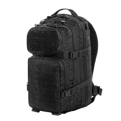 M-Tac Assault Pack Laser Cut i robust polyester med MOLLE-system og lynlåslommer til bybrug og vandreture.