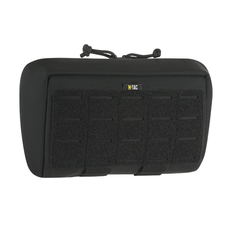 M-Tac Admin Pouch Large Elite i sort Cordura med velcro-panel til patches, ideel til opbevaring af taktisk udstyr.