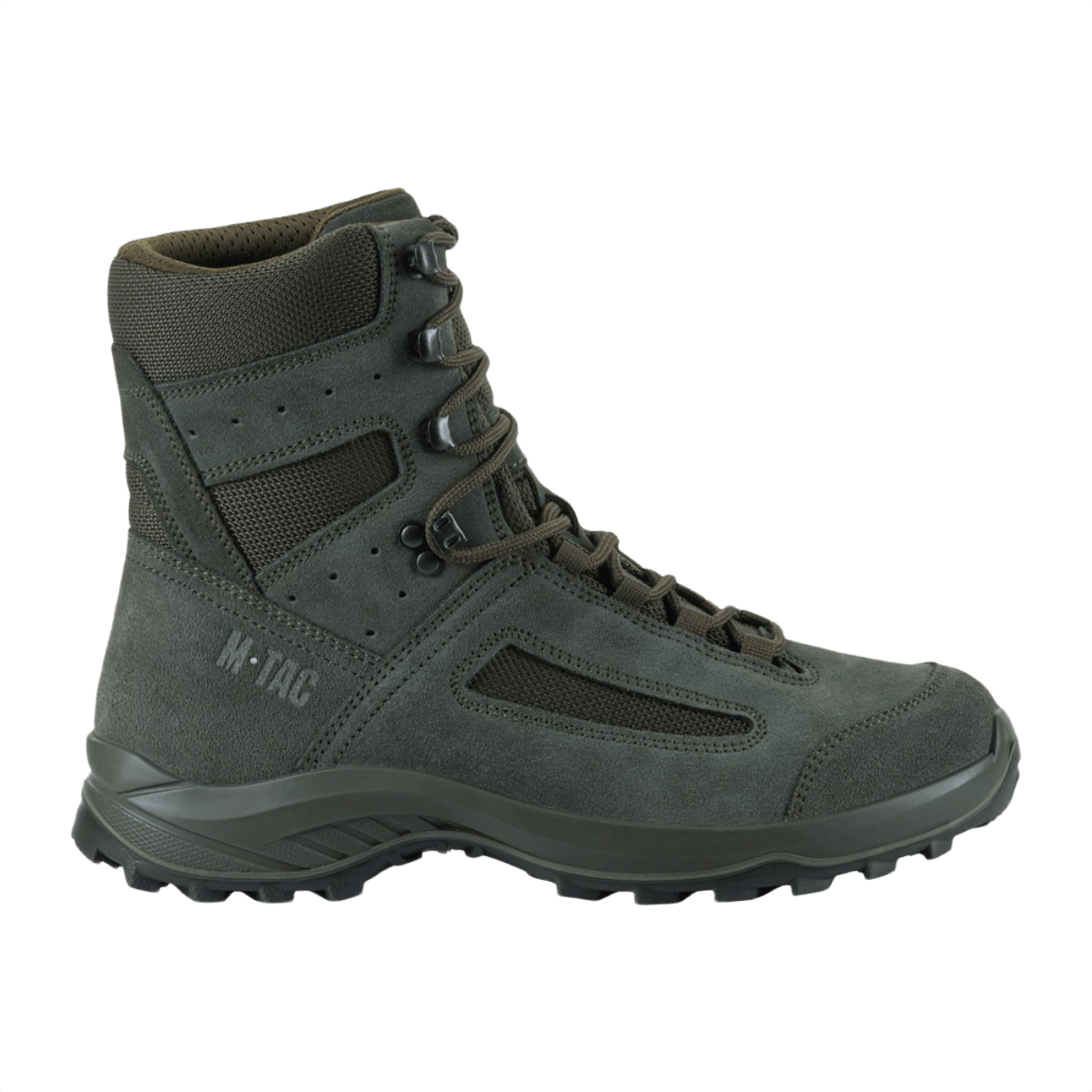 M-Tac Taktiske Sommerstøvler i olivengrøn, designet til komfort i varme og krævende terræn, lavet af læder og Cordura® mesh