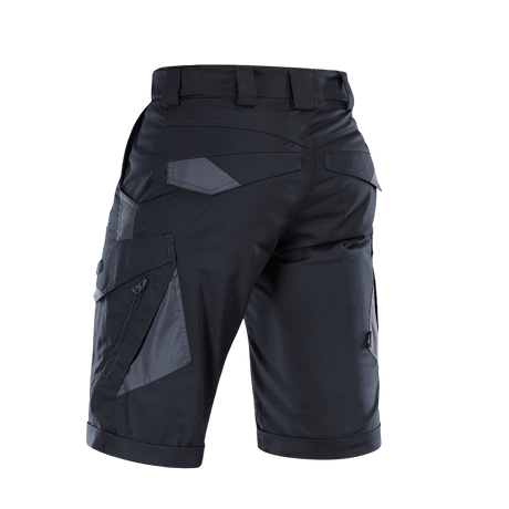M-Tac Shorts Aggressor Gen.II Flex i sort, visning bagfra for alsidig og taktisk anvendelse med funktionelle lommer.