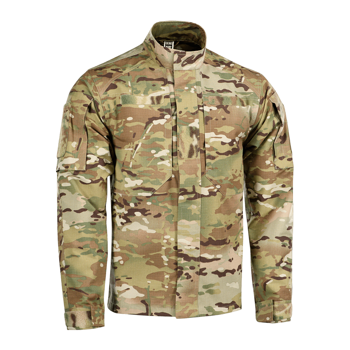 M-Tac Jakke Military Elite NYCO i camouflage mønster, lavet af 50/50 bomuld/nylon med NIR- og Teflon-behandling, foran visning.