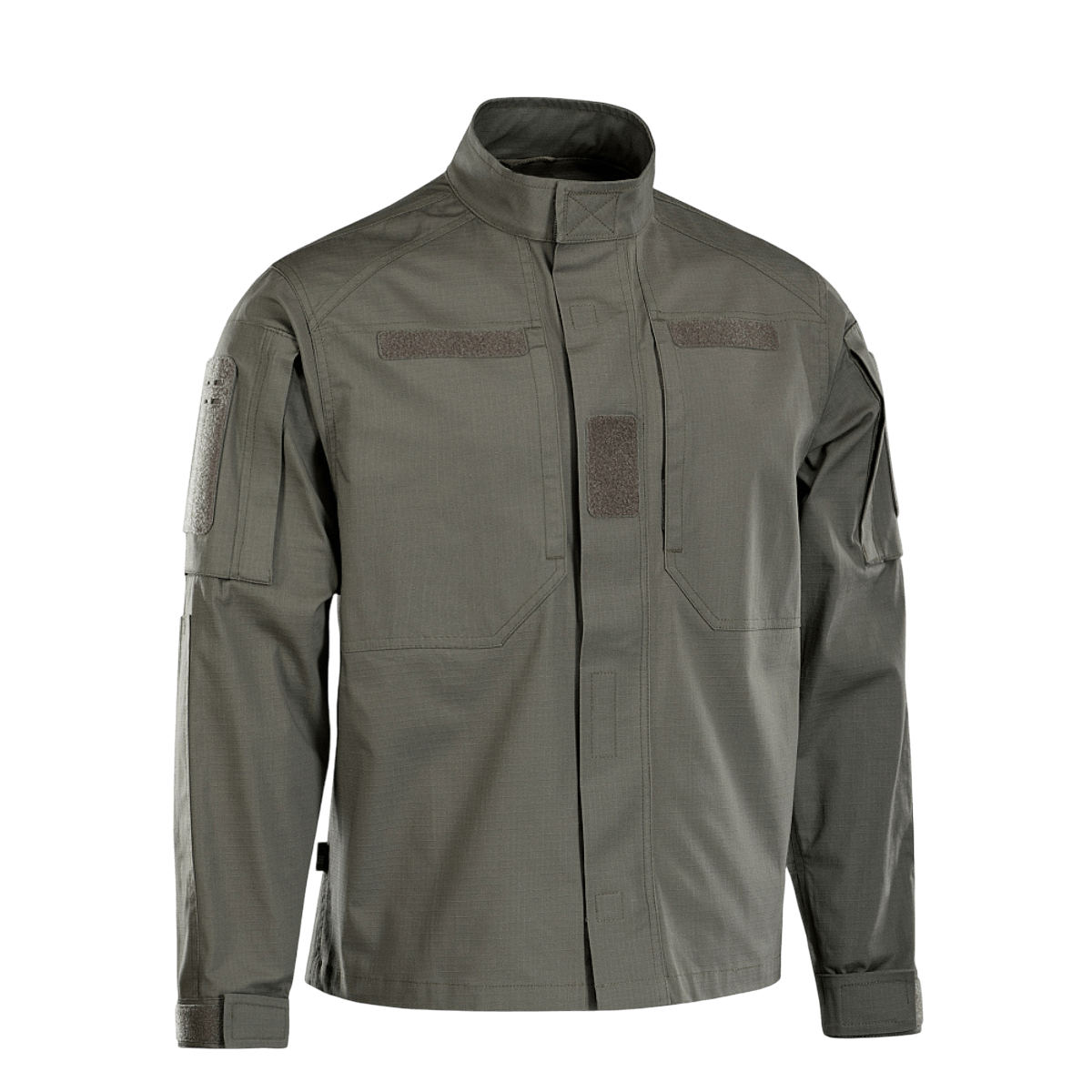 M-Tac Jakke Patrol Flex i grøn med ventileret design, ståkrave og forstærkede skulderdetaljer. Taktisk jakke med velcro-paneler.