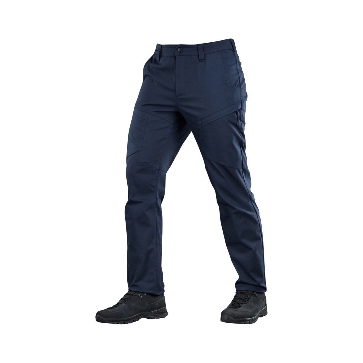 M-Tac Tactical Bukser Patrol Gen II Flex i mørkeblå farve, designet til optimal bevægelse og holdbarhed, set forfra.