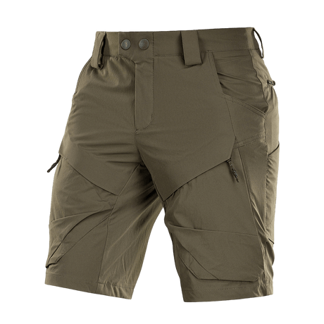 M-Tac Shorts Rubicon Flex i mørk oliven med cargo-lommer, designet til komfort, funktionalitet og bevægelsesfrihed. Materiale: 85% nylon, 15% spandex.