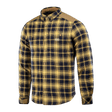 M-Tac Redneck Skjorte i navy blue og gul plaid, taktisk skjorte med justerbare velcro ærmer og forstærkede skuldre.