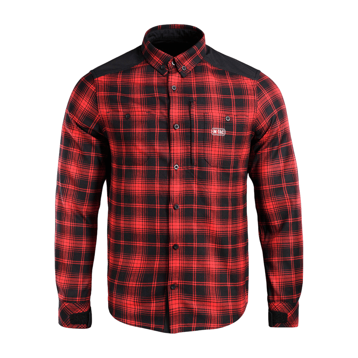 M-Tac Redneck Skjorte plaid design i rød og sort, ideel til afslappet og taktisk brug. Holdbar og komfortabel skjorte til daglig brug.