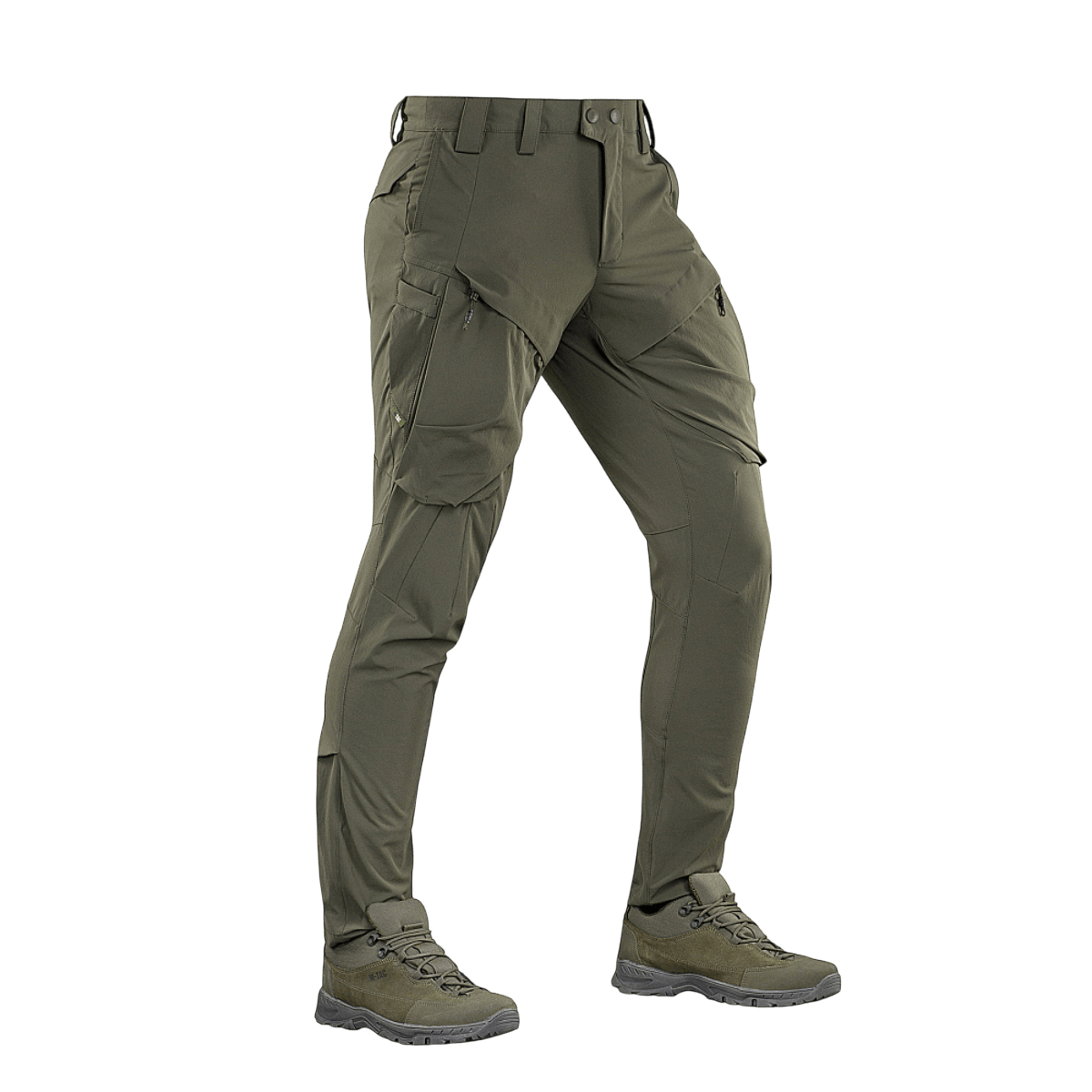 M-Tac Bukser Rubicon Flex i olivenfarve, komfortable og fleksible til træning og fritid, med innovativ cargo-lomme design