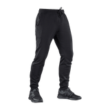 M-Tac Bukser Stealth Cotton, sorte sportsbukser i 100% bomuld med elastik i taljen og sidelommer, perfekt til træning og hverdagsbrug.