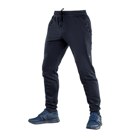 M-Tac Bukser Stealth Cotton i sort, alsidige sportsbukser til løb og fitness med elastik i taljen og to sidelommer for komfort.