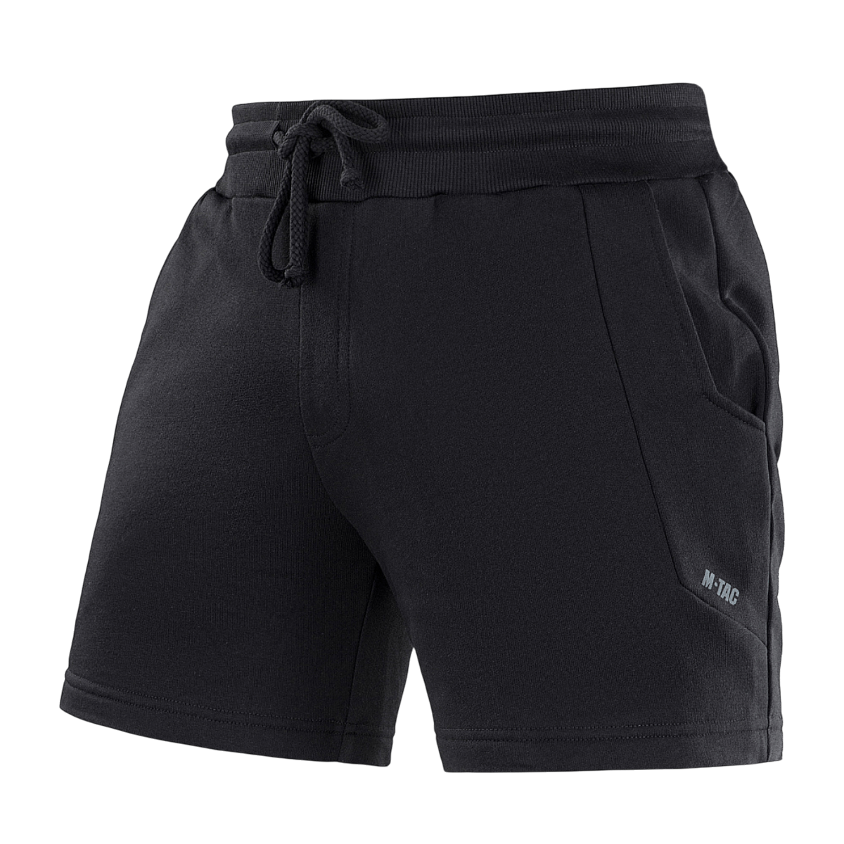 M-Tac Shorts Sport Fit Cotton i sort med åndbart 100% bomuld og elastisk talje, to sidelommer, ideel til træning eller hverdag.