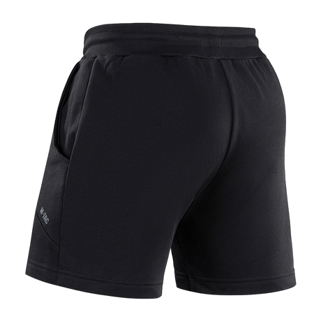 M-Tac Shorts Sport Fit Cotton i sort bomuld med elastik i taljen og sidelommer, ideel til træning og sommeraktiviteter.