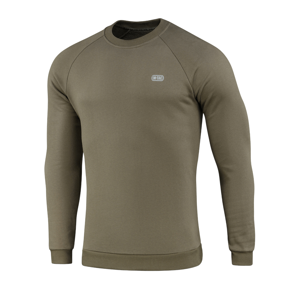 M-Tac Sweatshirt Cotton Hard, behagelig sweatshirt i 100% bomuld, varmeisolerende med ribkanter, reflekterende logo, olivenfarvet