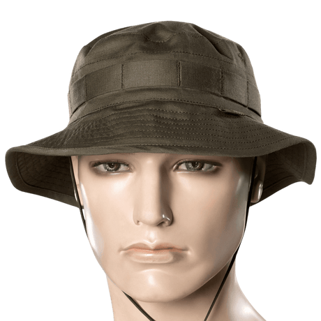 M-Tac Panama Rip-Stop army-hat med semi-stiv skygge, kronebånd og snor, ideel til camouflageudstyr og ventilation.