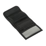 M-Tac Pung Elite Gen.II i sort Cordura 500D med YKK lynlåse, åbnet for at vise rum til kort, sedler og mønter