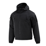 M-Tac Alpha Gen.III Pro Vinterjakke i sort med justerbar hætte, vandtæt nylon, G-Loft isolering, komfort op til -20° C, for hverdagsbrug.