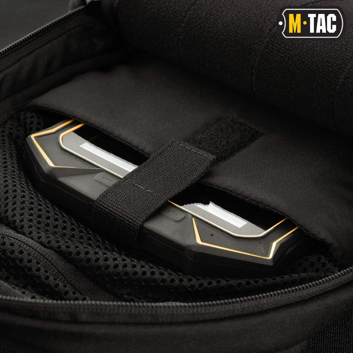M-Tac Buckler Taske Elite med skjult opbevaringsrum til diskret våbentransport og MOLLE-system, sort taske i Cordura 500D