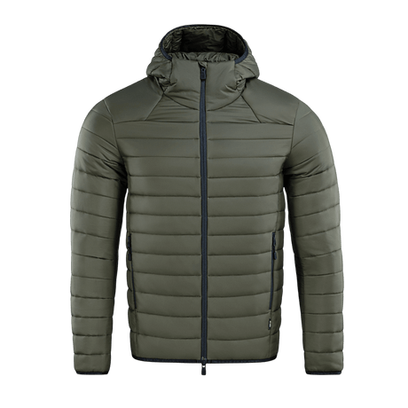 M-Tac Stalker Gen.III Jakke i olivengrøn med hætte, fremstillet af 100% nylon og G-LOFT isolering, perfekt til koldt vejr.