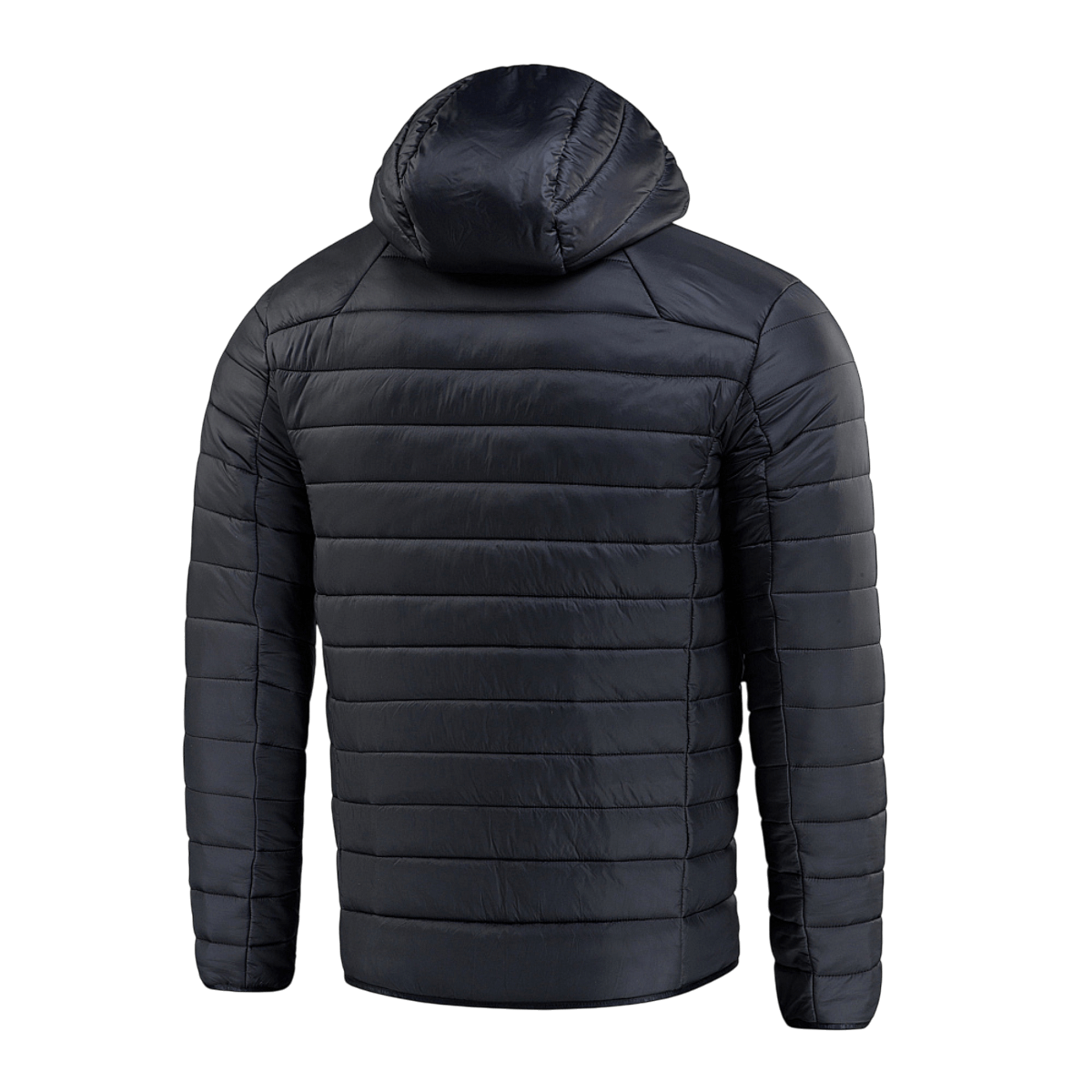 M-Tac Stalker Gen.III Jakke set bagfra i stilfuldt design med hætte og quiltede detaljer i sort, perfekt til koldt vejr op til -15°C.