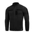 M-Tac Combat Fleece Polartec Jakke i sort med YKK lynlåse og velcro-paneler, ideel til taktisk brug.