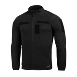 M-Tac Combat Fleece Polartec Jakke i sort med YKK lynlåse og velcro-paneler, ideel til taktisk brug.