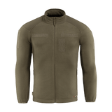 M-Tac Combat Fleece Polartec Jakke i oliven, varmeisolerende design, ideel til taktisk og casual brug med YKK lynlåse og velcro-paneler.