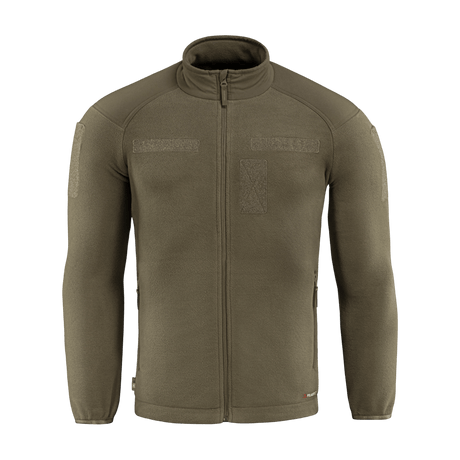M-Tac Combat Fleece Polartec Jakke i oliven, varmeisolerende design, ideel til taktisk og casual brug med YKK lynlåse og velcro-paneler.