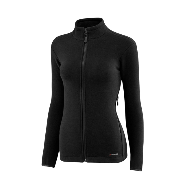 M-Tac Sweater Nord Fleece Polartec Dame i sort, designet til komfort og varme med Polartec® 200 fleece og YKK-lynlås.