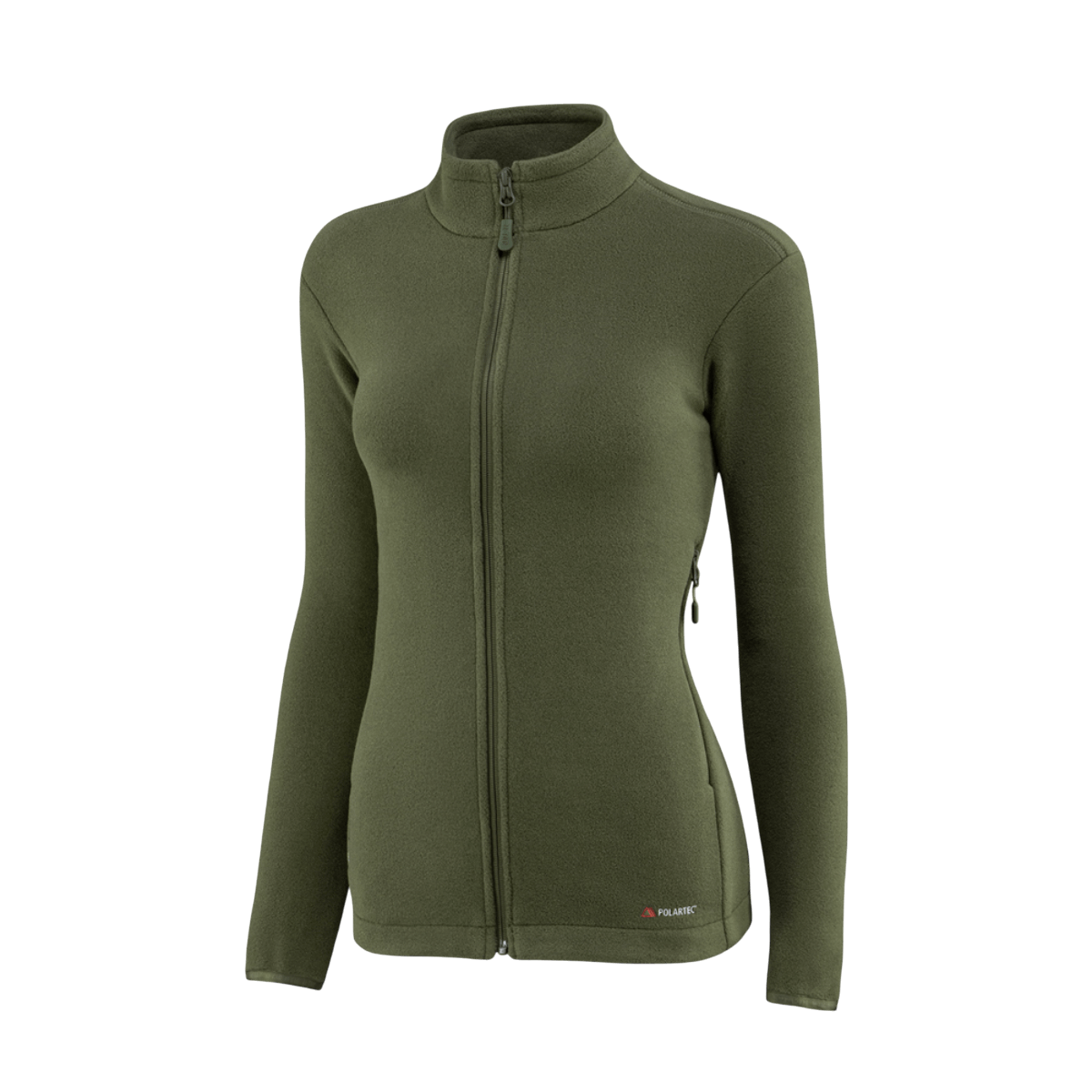 M-Tac Sweater Nord Fleece Polartec Dame i olivengrøn farve med stående krave og YKK-lynlås, lavet af Polartec® 200 Series fleece.