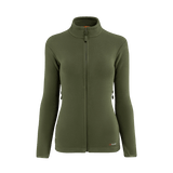 M-Tac Sweater Nord Fleece Polartec Dame i grøn farve med stand-up krave og YKK-lynlås, designet til komfort og funktionalitet.