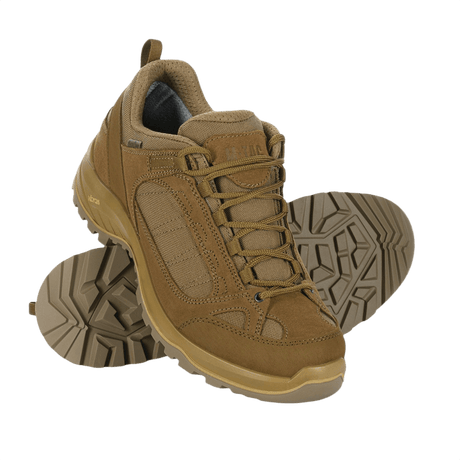 M-Tac Sneakers Tactical Demi-Season Pro Line i brun suede og Cordura, med fleksibel Vibram-sål til komfort og holdbarhed.