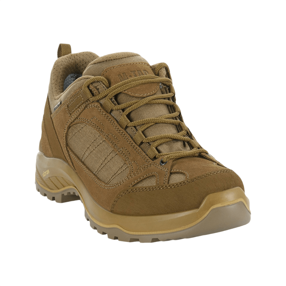 M-Tac Sneakers Tactical Demi-Season Pro Line i suede og Cordura materiale med fleksibel, anti-slip Vibram-sål til taktiske aktiviteter.