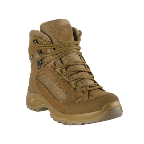 M-Tac Taktiske Demi-Season Støvler Pro Line i brun suede og Cordura med Vibram-sål til taktik og vandring.