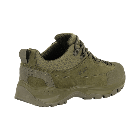 M-Tac Tactical Sneakers Patrol R Vent i olivengrøn, ideelle til trekking og outdoor, med slidstærkt læder og 3D-mesh design.