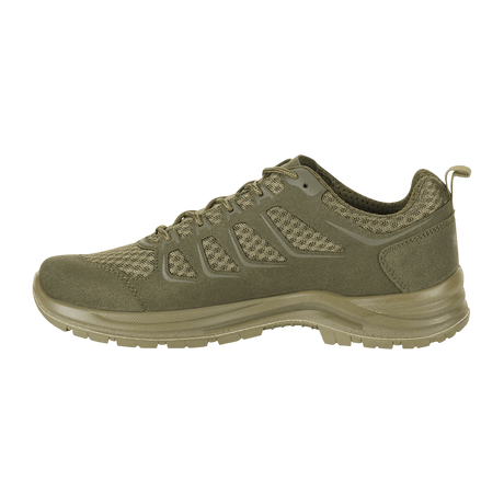 M-Tac Tactical Sneakers IVA i oliven, lette og åndbare med syntetisk nubuck og forstærket tå, ideelle til trekking og udendørsaktiviteter.