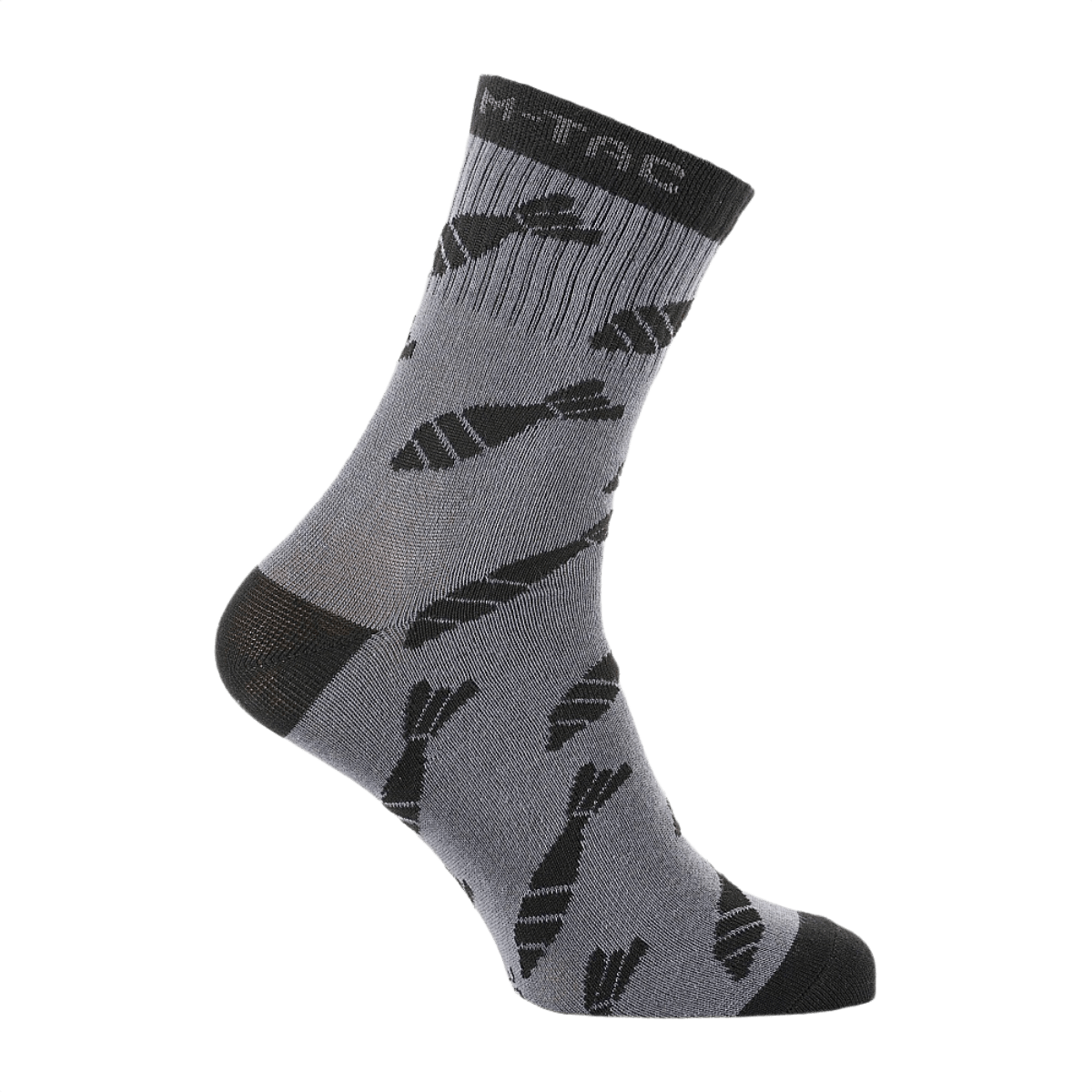 M-Tac Letvægtssokker Mk.3 Mortar Bombs i grå farve med morterprint til trekking og hverdagsbrug