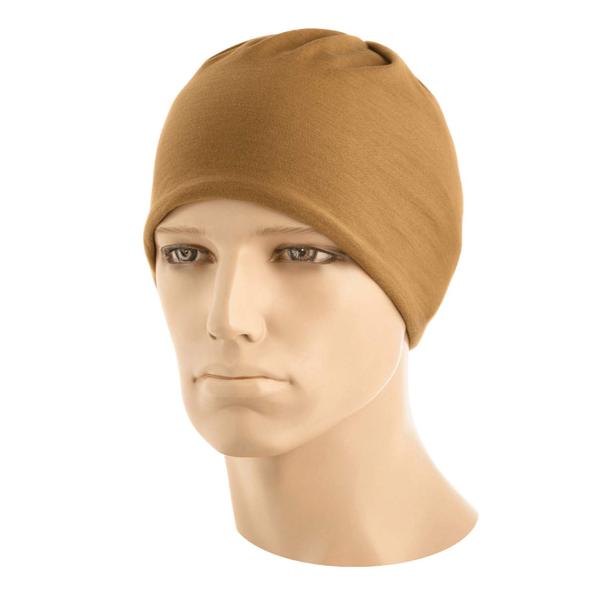 M-Tac Bomuld Tube Scarf i brun farve vises som hue på mannequin hoved, 100% bomuld, multifunktionelt tilbehør til aktiv og taktisk brug.