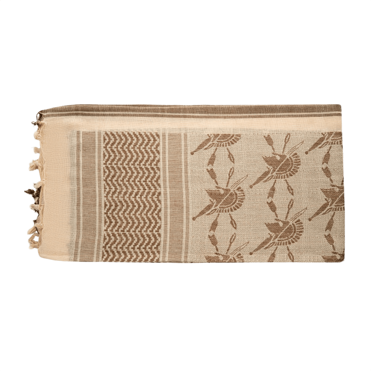 M-Tac Shemagh Tørklæde Spartan i 100% bomuld, beskytter mod sol, sand og vind. Taktisk design med Spartan-mønster. Størrelse 110 x 110 cm.