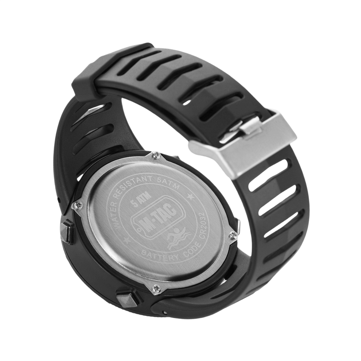 M-Tac Tactical Ur 2147 i robust ABS-plast med stål bagcoveret, vandtæt op til 5ATM og funktionalitet til både outdoor og daglig brug.