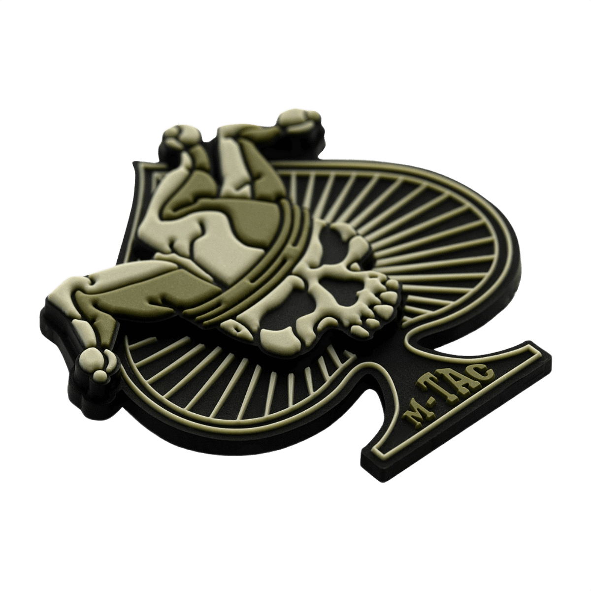 M-Tac Ace of Spades 3D PVC Patch i militærstil, robust og velegnet til tøj eller udstyr med Velcro fastgørelse, perfekt til outdoor.