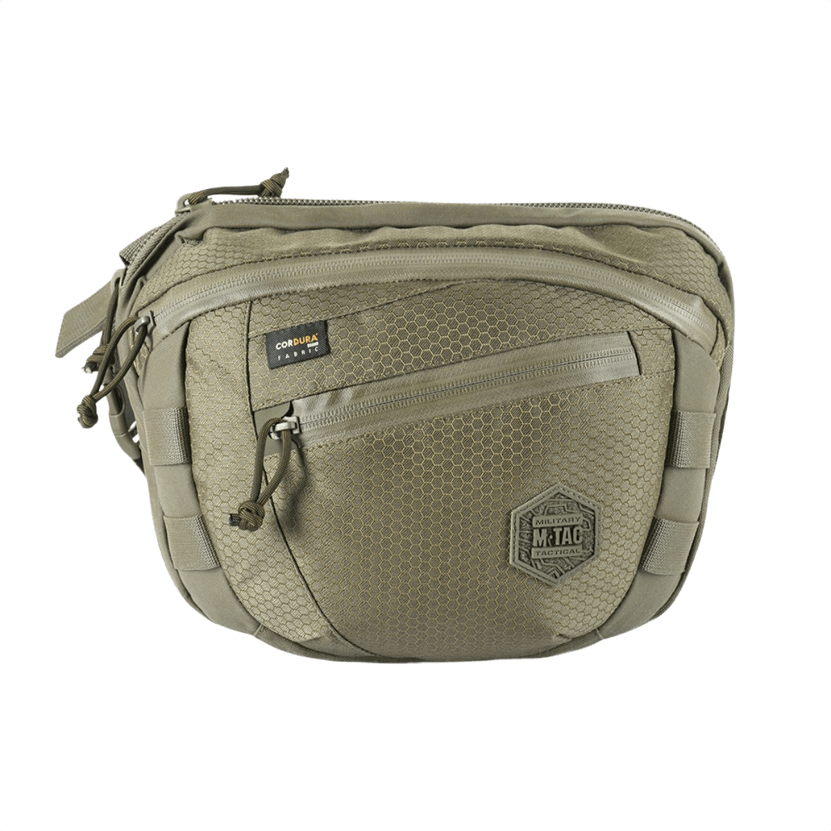 Stor M-Tac Sphaera Hex Hardsling Bag Large Elite i armygrøn farve med lynlåslommer og robust design.