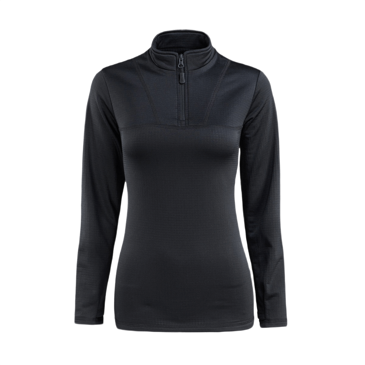 M-Tac Thermal Fleece Shirt Delta Level 2 Lady, sort termotrøje til damer med høj krave og lynlås, ideel til vinter og overgangsperioder.