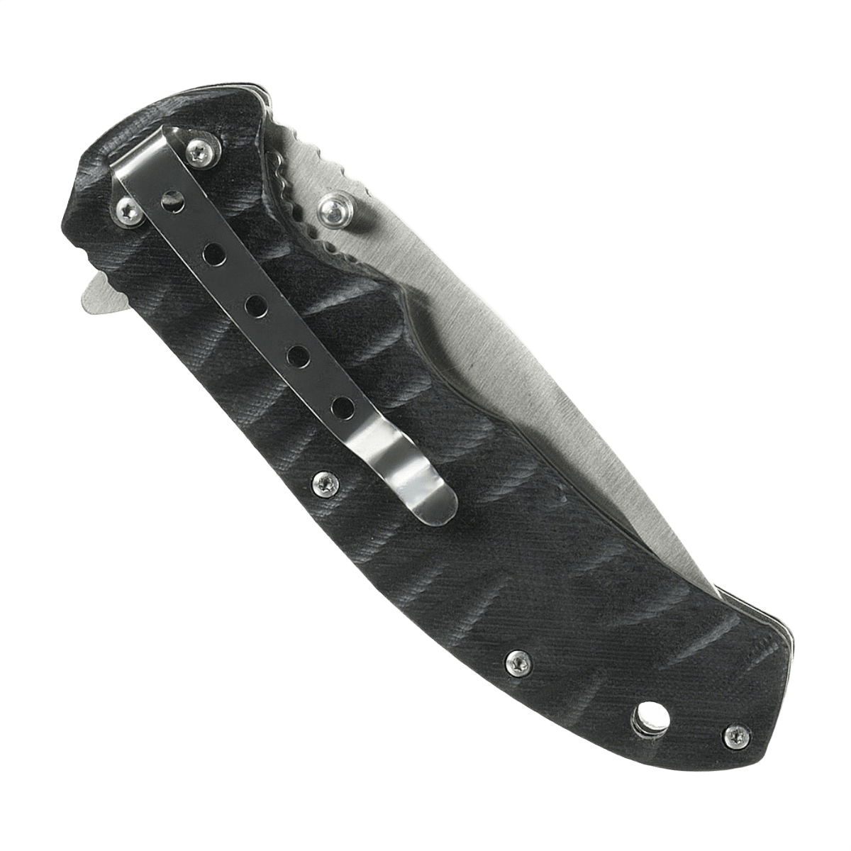M-Tac Outdoor & Militær foldekniv - Type 8 med krom rustfrit stål klinge og Clip Point form, set i lukket position med designet håndtag.