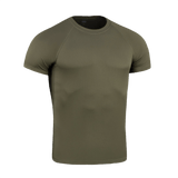 M-Tac T-Shirt Raglan Sweat-Wicking Tactical Summer, grøn, svedtransporterende t-shirt med raglanærmer, perfekt til aktiv brug og bevægelsesfrihed.